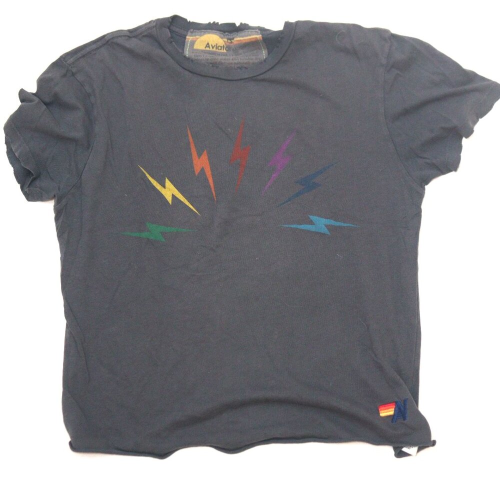 Aviator Nation Lightning Bolt  Crop T-Shirt sz. XS